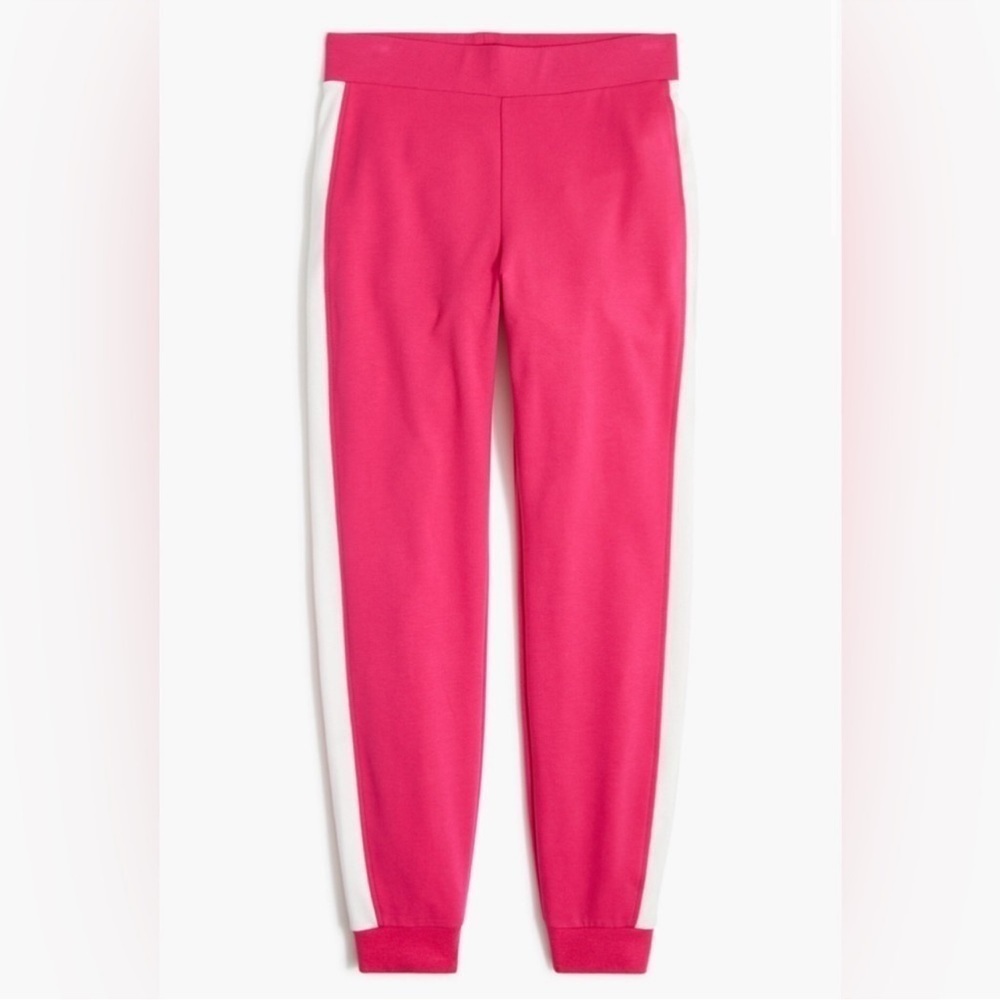 J Crew Color-block Pink & White side-stripe Retro Cotton Blend Jogger Pants S